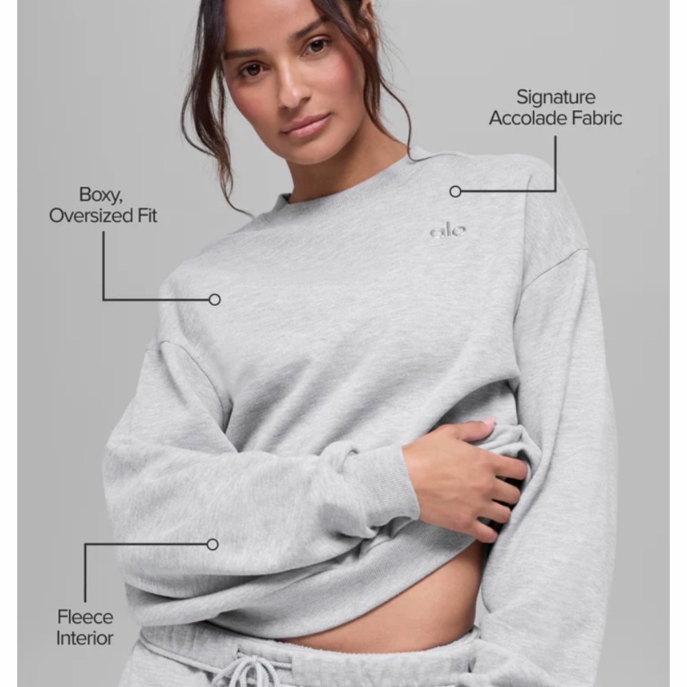 Alo Accolade Crew Neck Pullover in Athletic Heather Grey Size XL - Picture 5 of 7